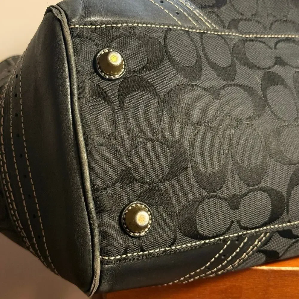 Vintage Coach Hamptons Black Signature Carryall Tote Bag Creed 10537 2007